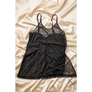 Victoria’s Secret Black Sequin Slip – Size Large | Sheer Back